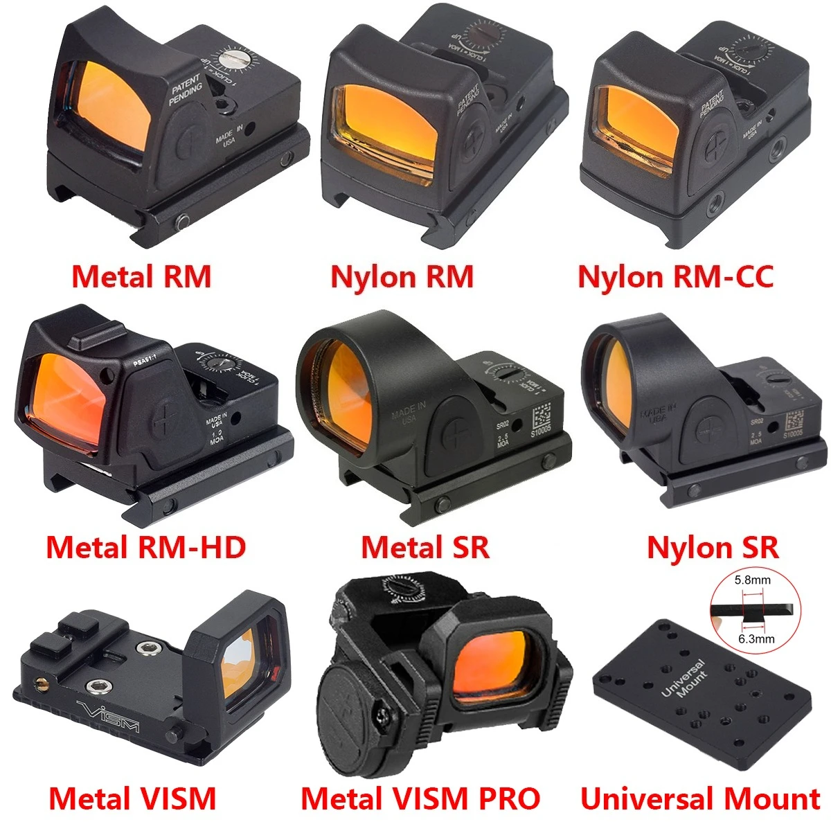 

Горячий 20-миллиметровый рельсовый мини-прицел RM CC HD SR M1 M2 VISM PRO Red Dot Sight Reflex Optic Scope Страйкбольный прицел для винтовки AR15