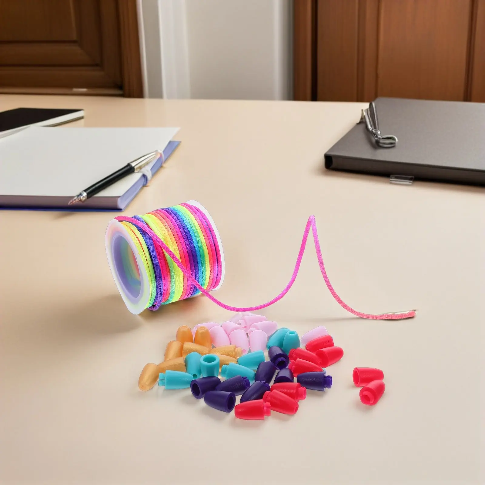 1 Juego de Conectores de Barril de Plástico con Cierre de Seguridad Desmontable y Cordón de Nylon Vibrante de 10M para Collares, Pulseras, Lanyards y Joyería DIY