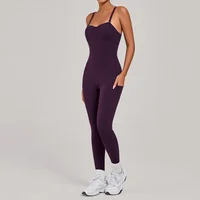 Women's Yoga Jumpsuit Peach Hip Backless One-Piece Sports Shorts Yoga Fitness Jumpsuit Running Casual Workout Gym Yoga Bodysuit - Image 2