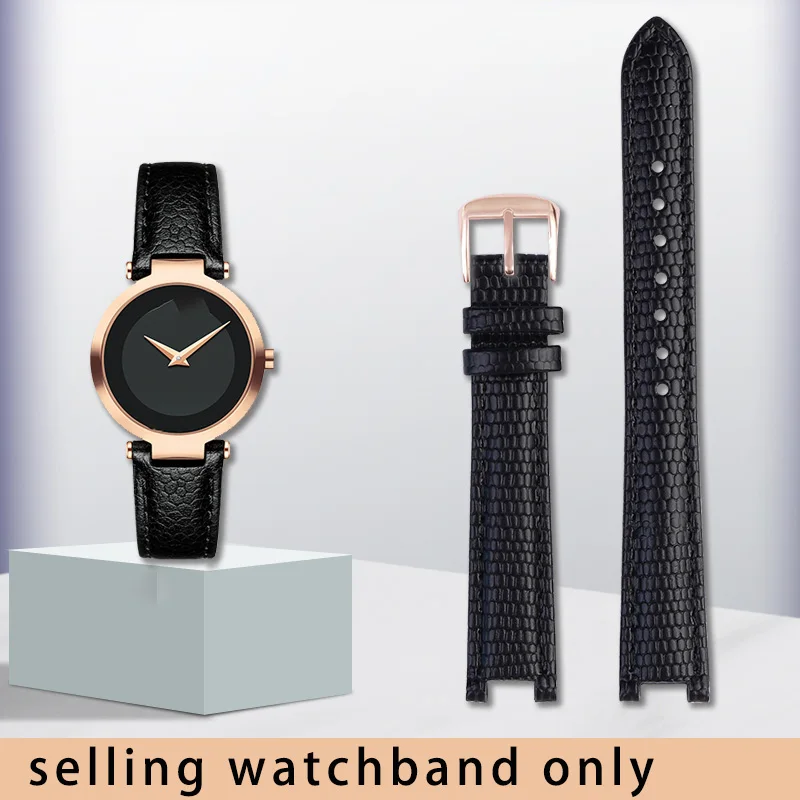 Concave cowhide watch strap for MOVADO the modern classic series 0607115 0607116 women's watchband Wristband Bracelet