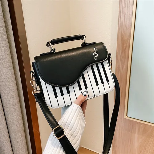 Bolso de hombro para mujer con diseño de Piano coreano, bandolera de cuero PU, bandolera de moda con bolsillo para monedas