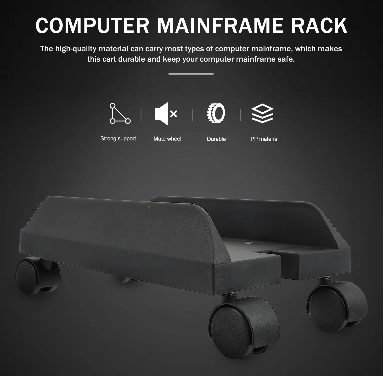 

Computer Mainframe Holder with Universal Wheels Movable Computer Mainframe Bracket Desktop Stand Dustproof CPU Tower Rack