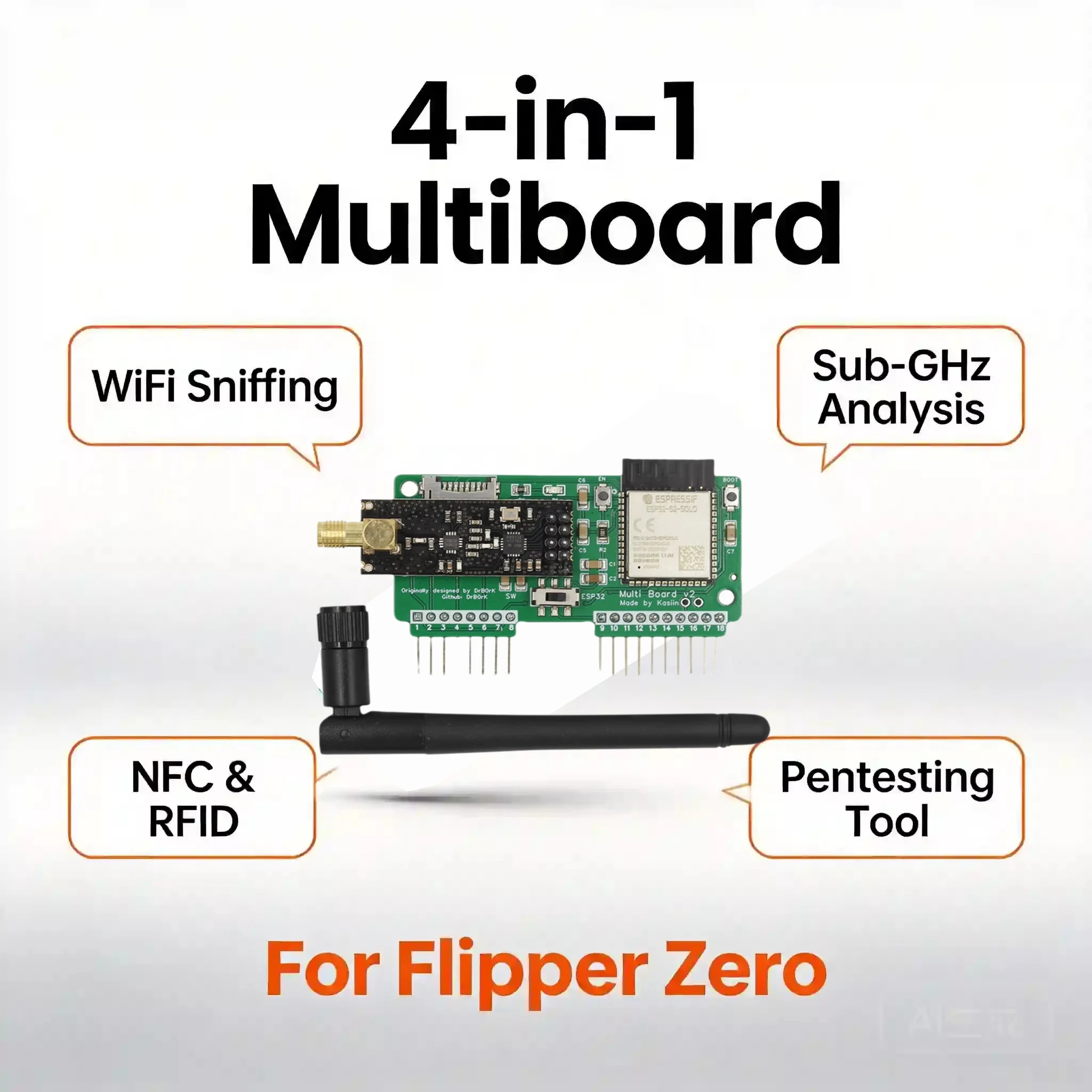 Development Kit NRF Sniffer Marauder Mousejacker GPIO For Flipper Zero WiFi NRF24 ESP32 Expansion Board Multi Function Antenna - view 3