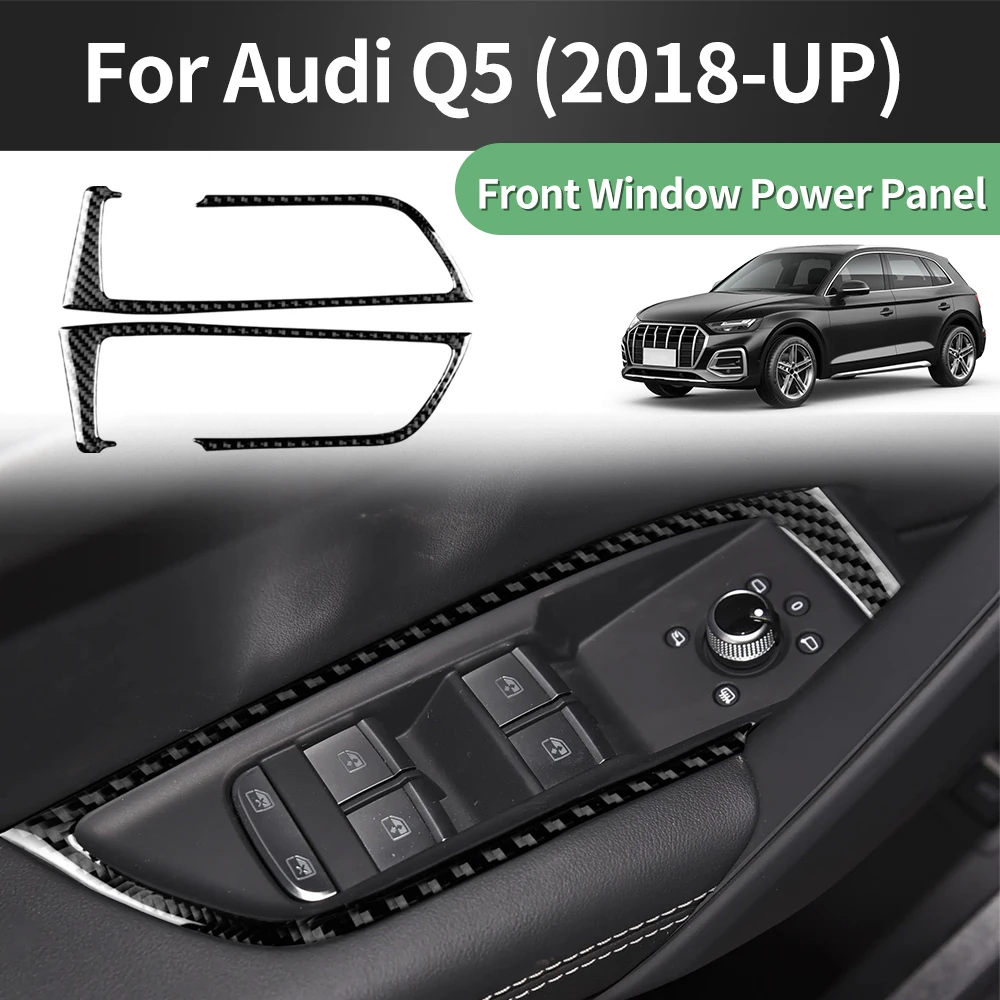

Car Door Window Lifter Control Button Panel Frame Protector Carbon Fiber Sticker For Audi Q5 2018-2025 Auto Interior Accessories