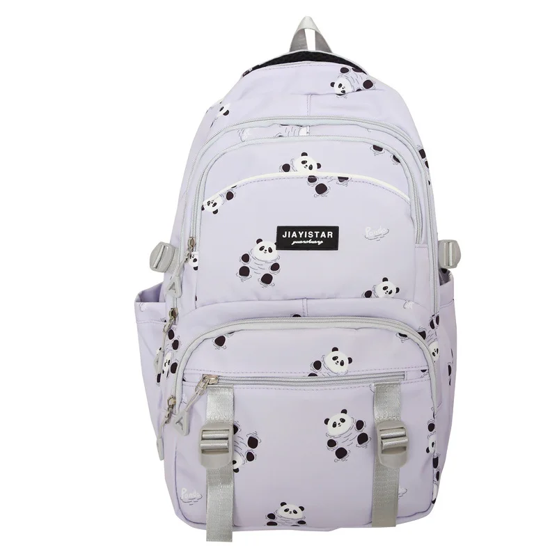 Panda Cute Middle School Student Bookbag Large Capacity Casual Waterproof Boys and Girls Schoolbag Laptop Backpack Bag