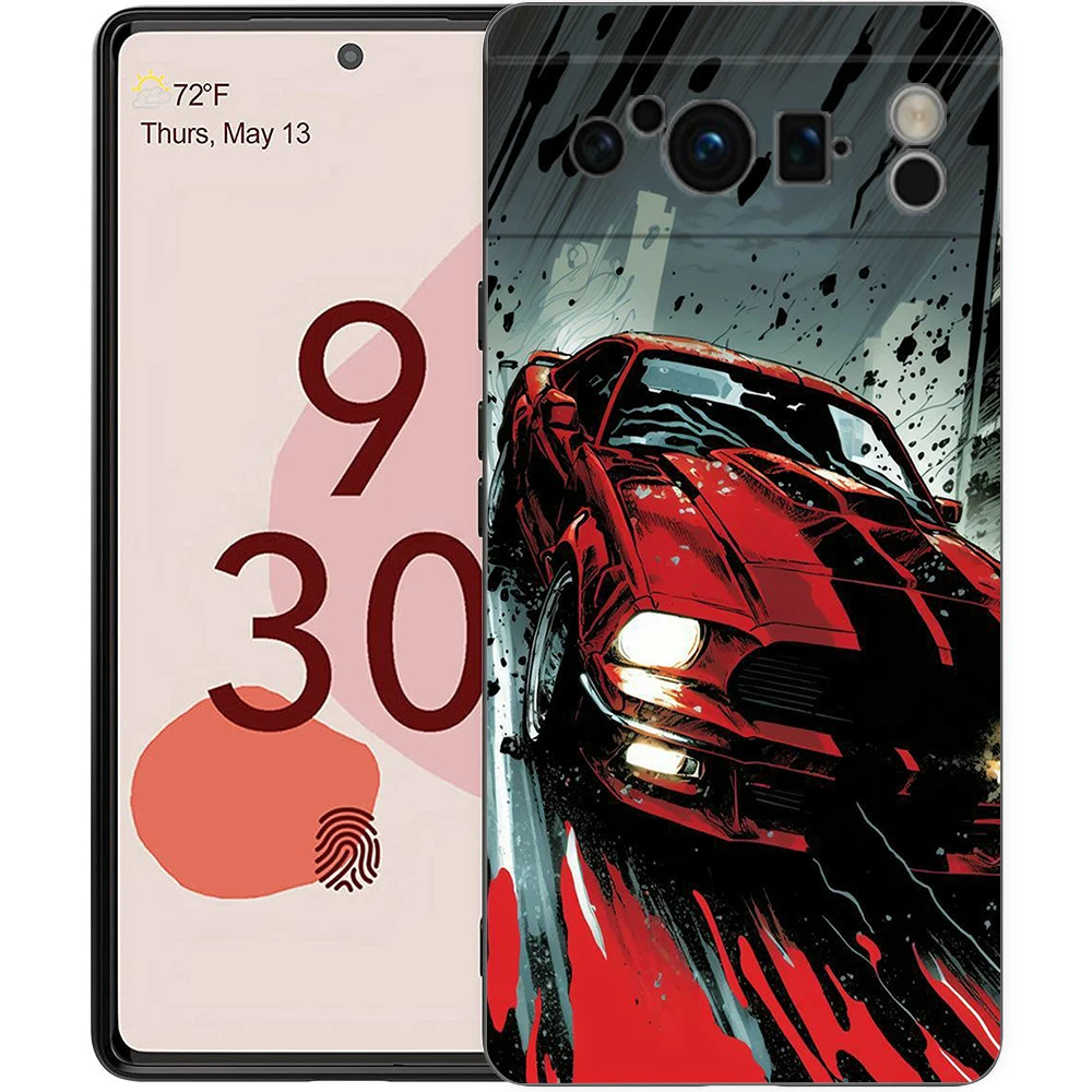 JDMドリフトスポーツカー電話ケースカバー、耐衝撃性シリコンソフトシェル、Google Pixel 8、7、6、7a、6a、pro 5g、9 pro、xl、8 pro、5g