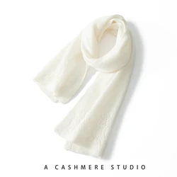 2022 Winter New Fashion Solid Color Cahsmere Scarf Women Outdoor Keep Warm Soft Cashmere Knitted Jacquard Long Scarves 140*30