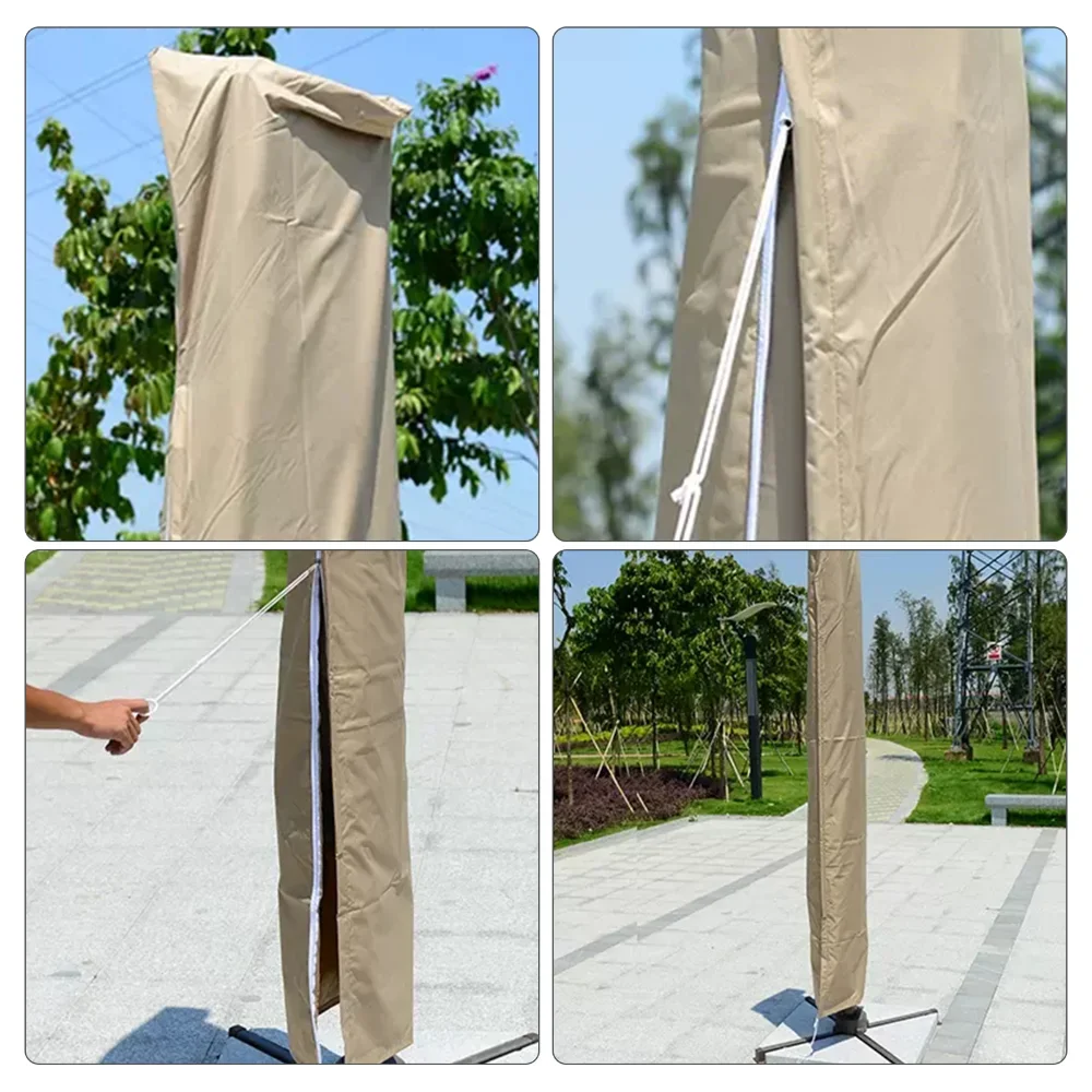 Garden Parasol Cover with Rod & Pull Ring UV Protection 210D Oxford Waterproof Fabric Cantilever Large Umbrella Cover Outdoor