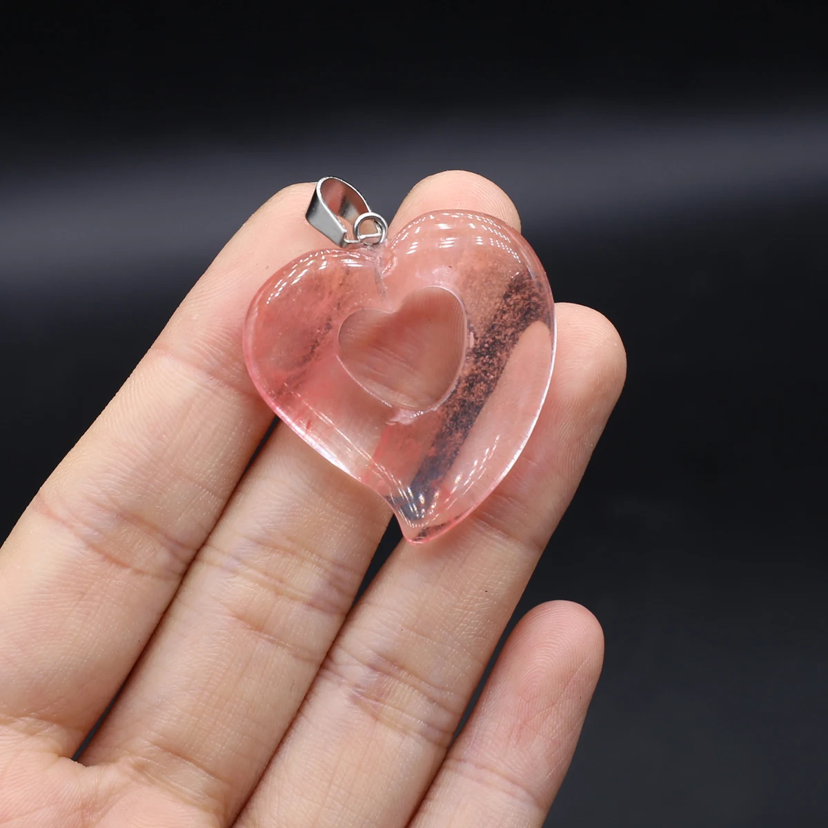 10PCS Wholesale Natural Semiprecious Stone Heart Hollow out Pendant Sweet Jewelry Accessories DIY Necklace Earrings Gift