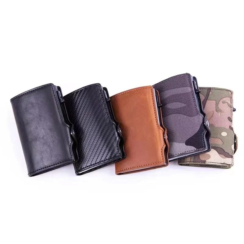 2022 Men Women Credit Card Holder Anti Rfid Protection Wallet Leather Slim Mini Wallet Metal Aluminum Business id Card Case Bag