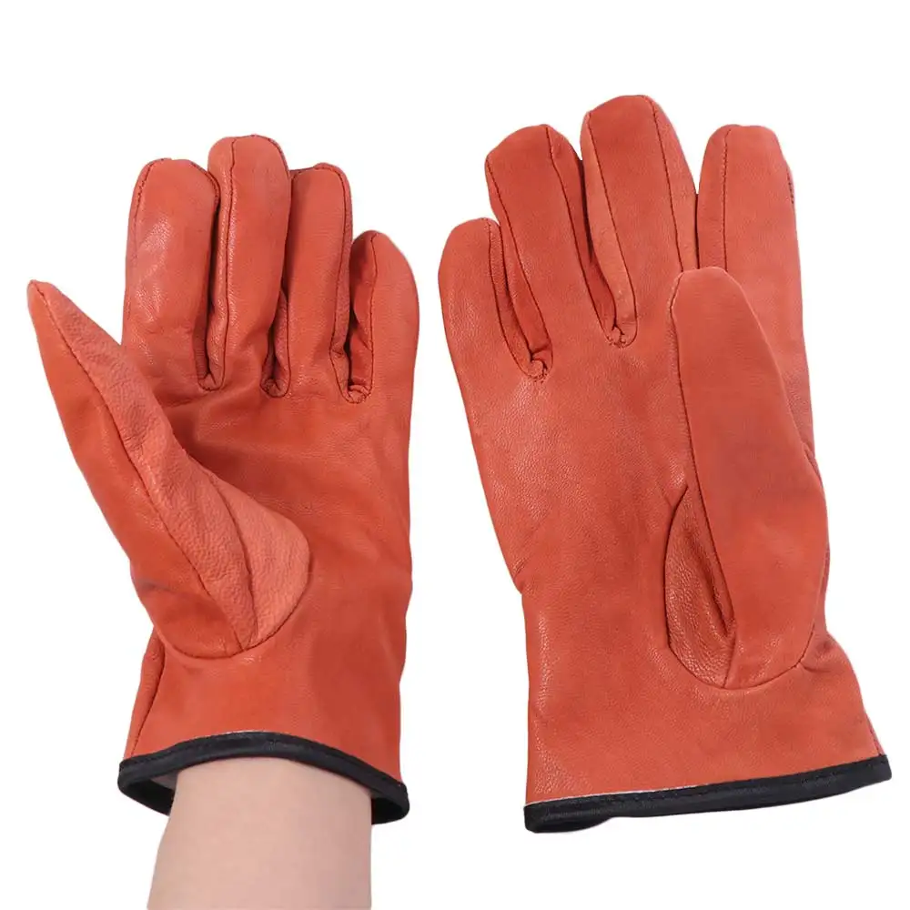 

Comfortable Gardening Safety Gloves Flexible Vintage Leather Working Gloves Durable Orange Outdoor Work Gloves Warehouse