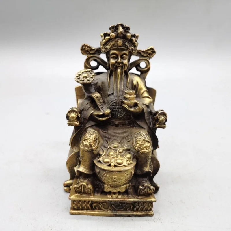 

Antique Pure Copper Wealth God Buddha Statue Small Wealth God Statue Home Store Housewarming Wealth Opening Gift