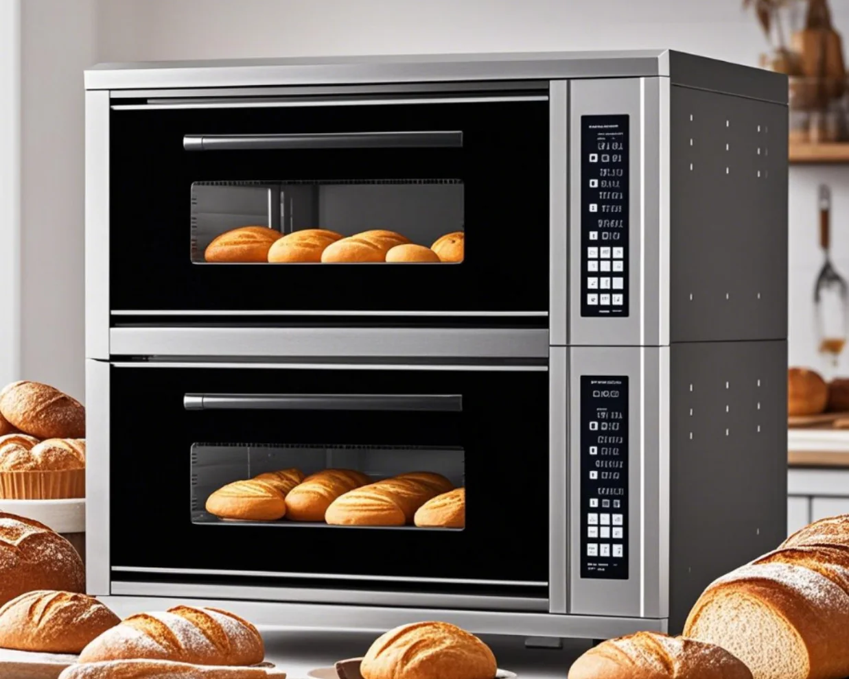 Comercial 350 ℃   Horno para pizza Nuevo horno para pizza de piedra de losa de doble capa horno multifunción para pizza Croissants