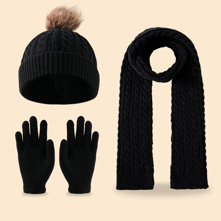Cappelli, sciarpe e guanti lavorati a maglia per bambini 3 pezzi, adatti ai bambini dai 3 ai 12 anni da indossare all'aperto per il calore in inverno3 pezzi chi