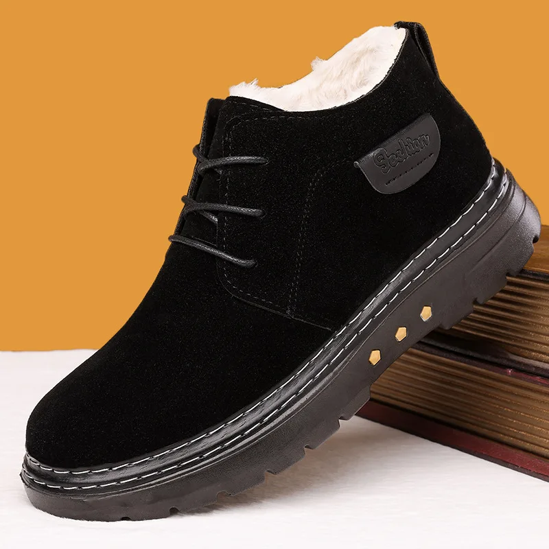 

Men's Casual Shoes Thickened Wool Lining Non-Slip High Top Boots Warm Comfortable Youth Footwear Winter Season