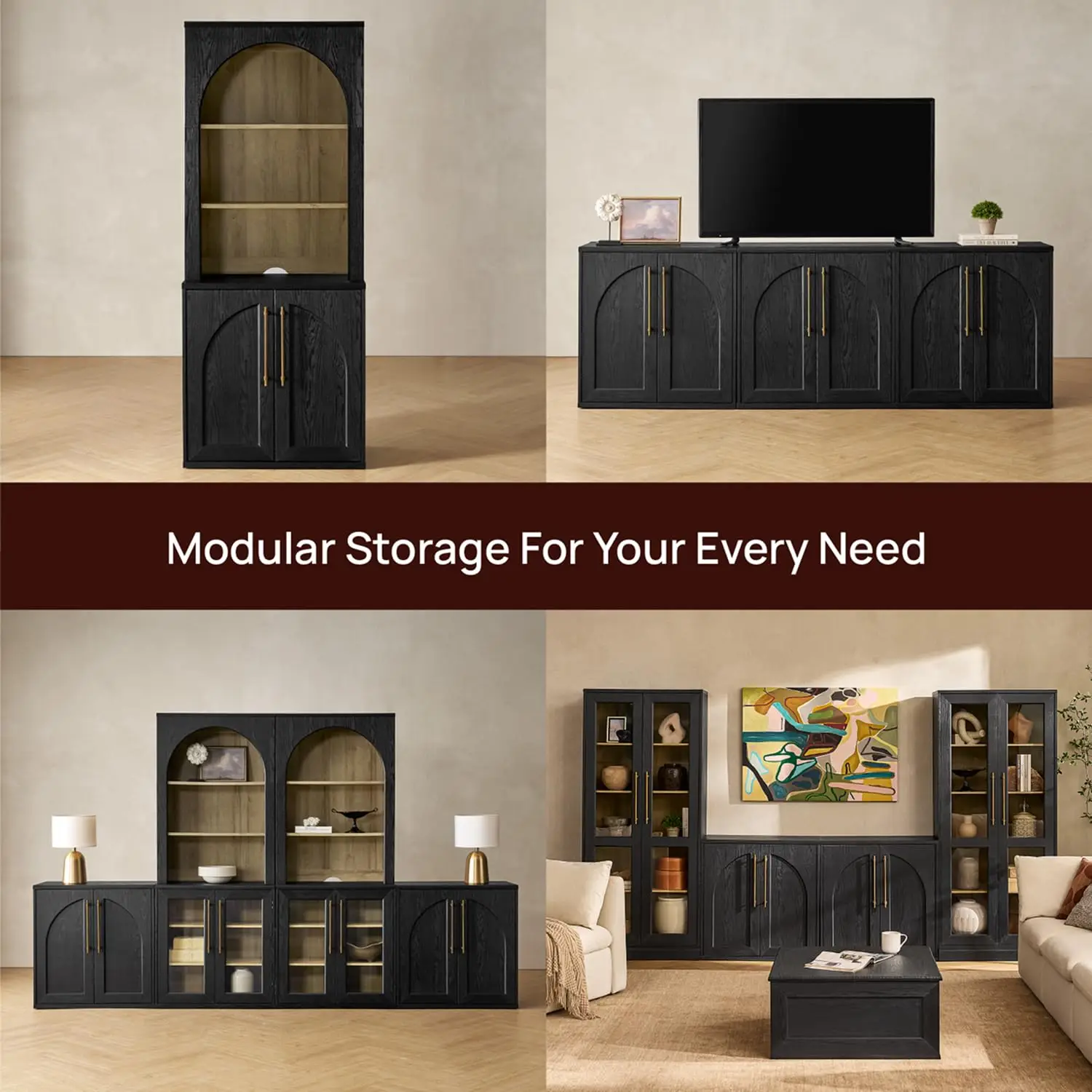 Blake 4 Piece Entertainment Center, Modern Farmhouse