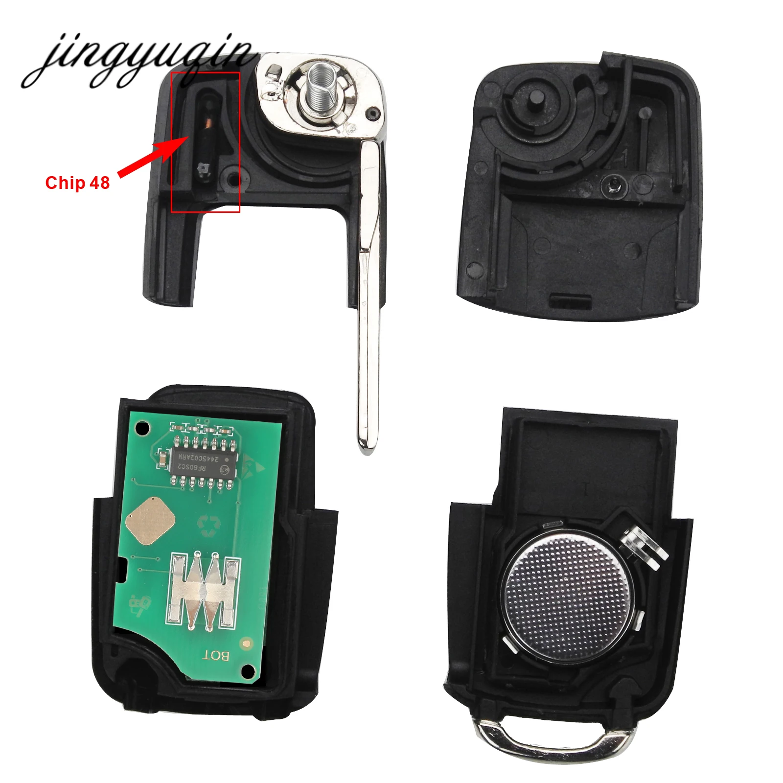 jingyuqin 2/3/4 Buttons 315/434MHz Folding Car Remote Key id48 For VW For SEAT Altea Ibiza Leon Toledo T5 1J0959753AG 1K0959753G