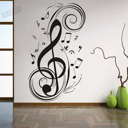 Musical Note Wall Stickers Vinyl Livingroom Decoration Decal Art Master Bedroom Wall Murals Romantic Music Classroom Decals Y274