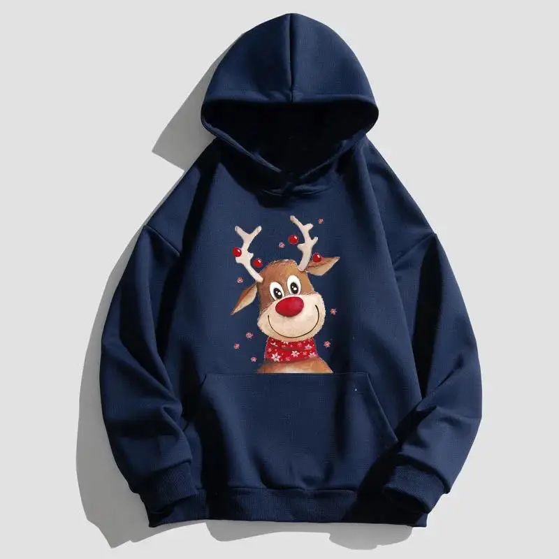 Christmas Deer Hoodies Print Men Woman Fashion Hoody Hoodie Streetwear Hooded Sweatshirts Harajuku Pullovers Unisex Clothes Gift