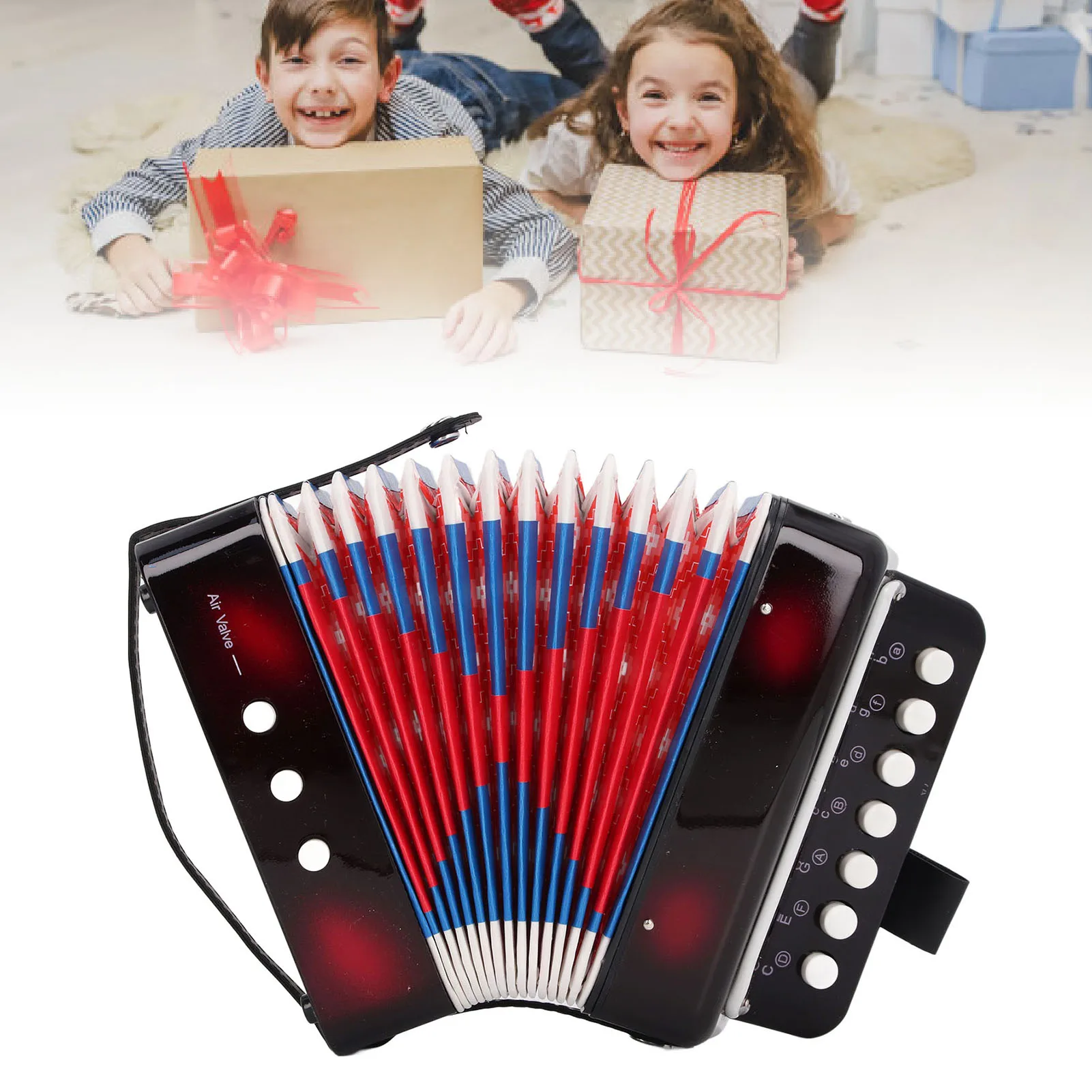 Kids Accordion Practice Hand Eye Coordination Non Fall Off Beginners Button Accordion Educational with Belt Buckle for Practice