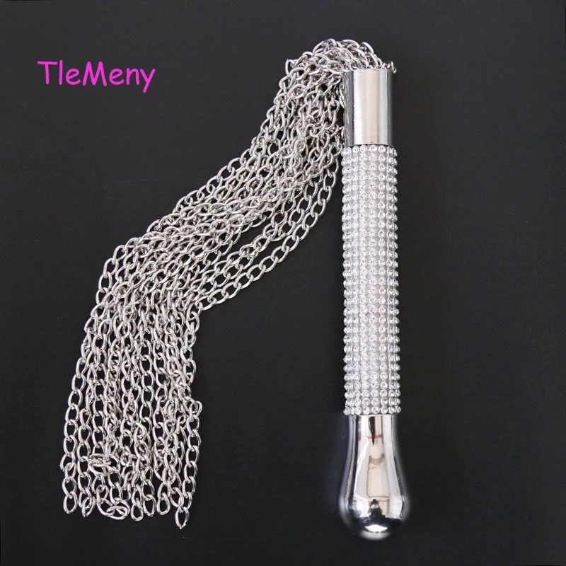 Rhinestones Handle Chain Whip Sex Toys For Couples Soft Iron Passion Spanking Paddle Whips Slave Restraints Bdsm Bondage Flogger