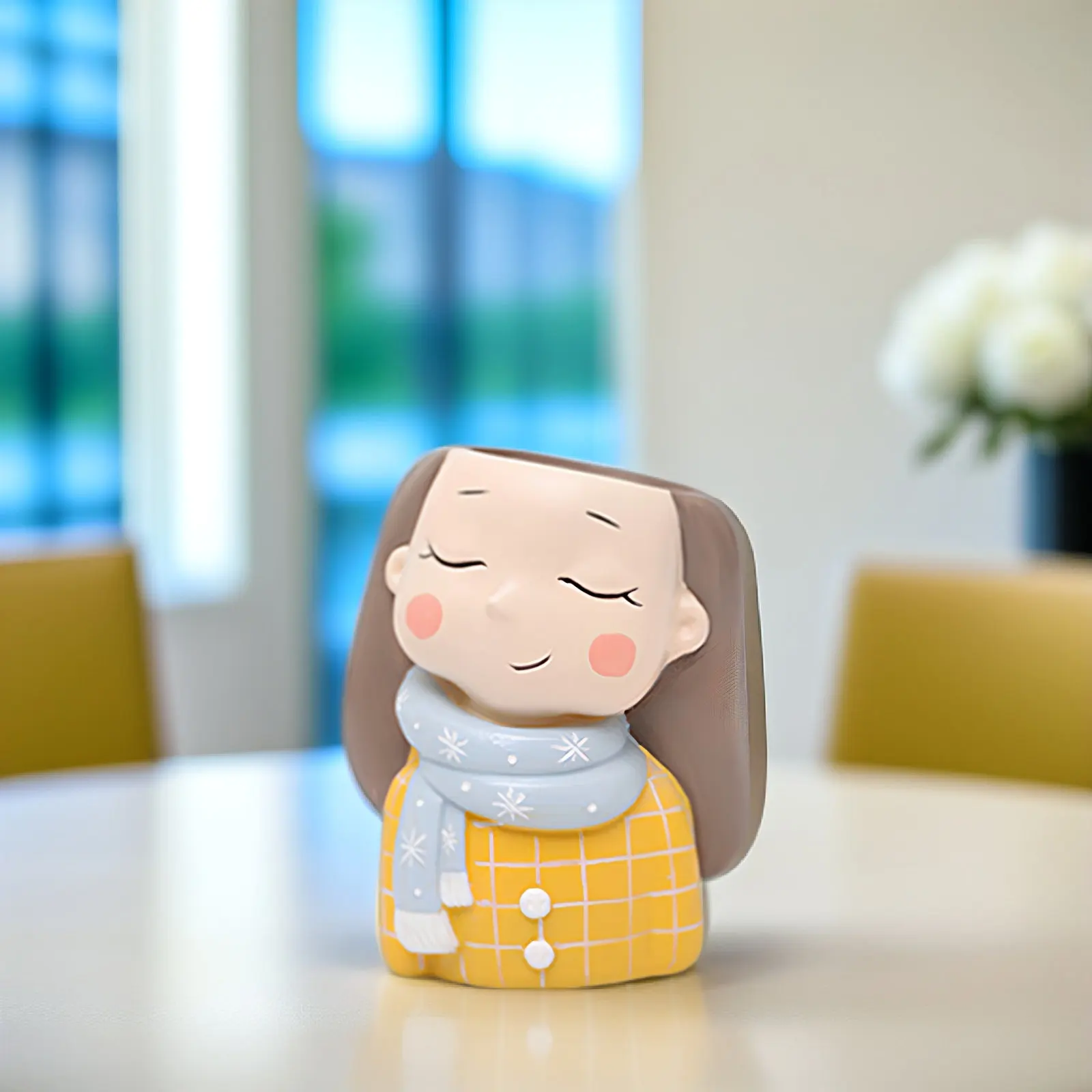 4Pcs Resin Cartoon Flower Pot Set Sturdy Succulent Plant Pots for Desk Bookshelf Dining Table Windowsill Home Office