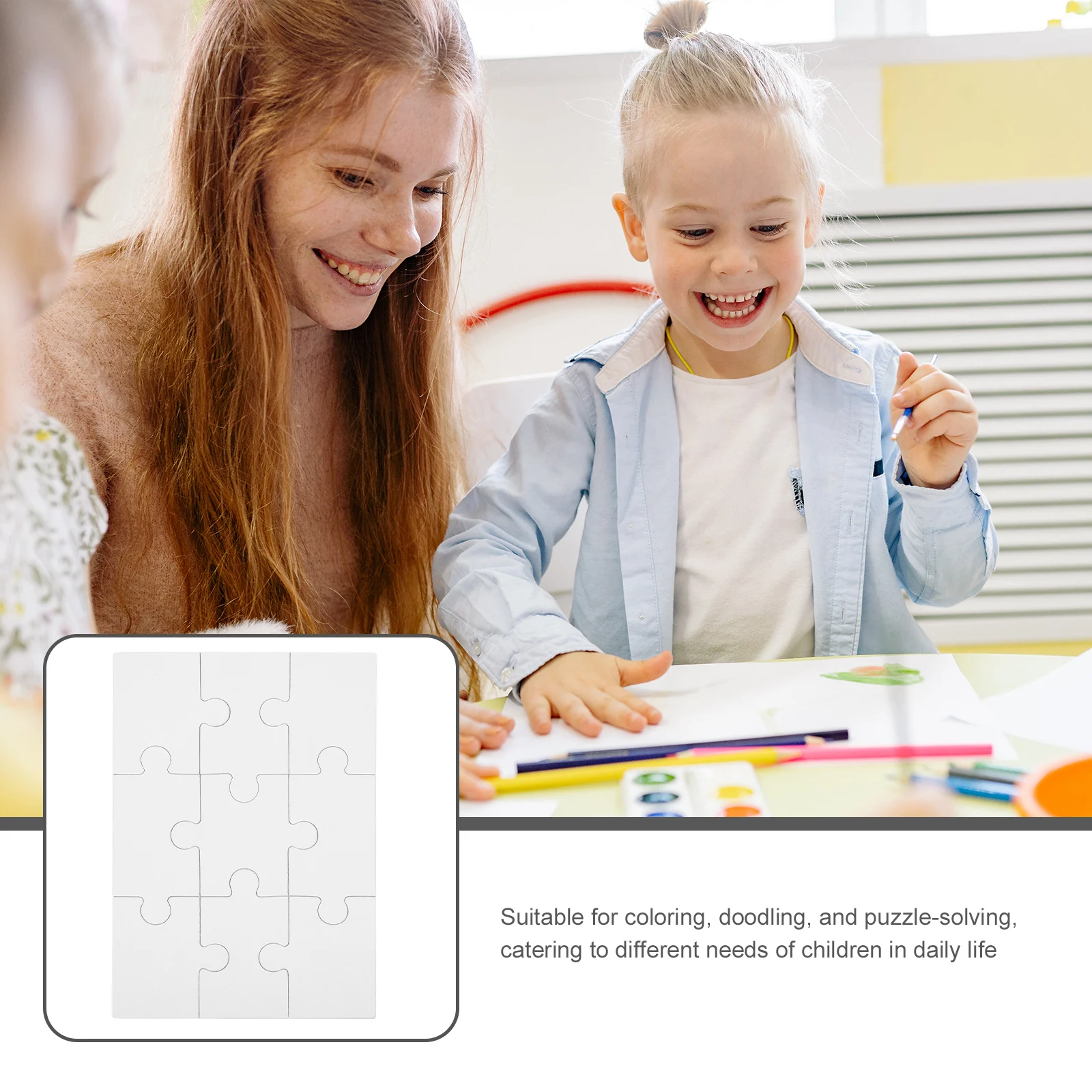 

10 Sheets Blank Coloring Puzzles Kids White Mold DIY Paper Blanks Jigsaw Toy Puzzle Craft Supplies Safe Materials Sturdy Design