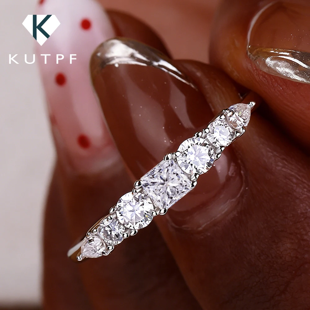 

Princess/waterdrop/round Cut 7-Diamond Moissanite Eternity Band for Women 925 Sterling Silver Stackable Engagement Rings Jewelry