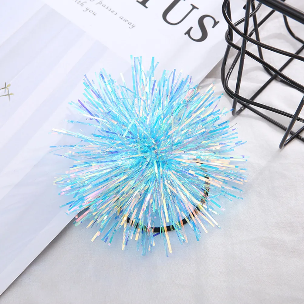 

6Pcs Bright Silk Hair Ties Elastic Ponytail Holders Plastic Ball Hair Bands Soft for Everyday Use DIY Styling Multicolor
