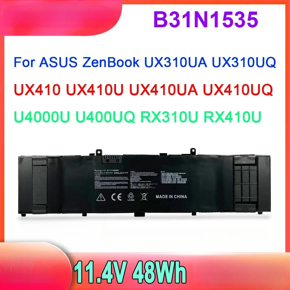 For ASUS ZenBook UX310 UX310UA UX310UQ UX410 UX410U UX410UA UX410UQ U4000U U400UQ RX310U Laptop 11.4V B31N1535 Battery