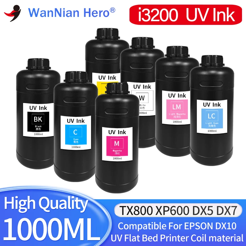 i3200 UV Ink Soft/Hard UV Ink For Epson TX800 XP600 DX7 DX5 DX10 Inkjet Printer Leather Film PVC Light Box Cloth Body Sticker