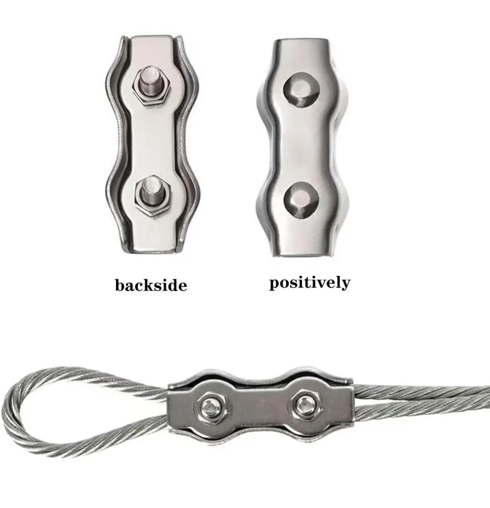 10 Stück 304 Edelstahl-Drahtseilklemmen, Doppelsäulen-Bolzenklemmen, einfache Klemmen, DIY-Kabelbefestiger M2 M3 M4 M5 M6 M8 – Detail 1