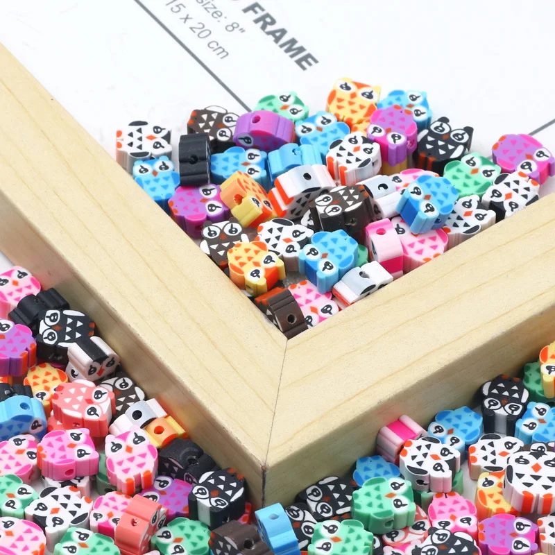 20/50/100pcs Multicolor Cartoon Animal Owl Polymer Clay Spacer Beads Loose Clay Beads For Jewelry Making DIY Handmade Accessory