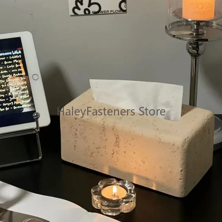 Rectangular Tissue Box Cover Bedside Living Room Countertop Kitchen Car Tabletop Decorative Organizer Tissue Case Home Decor