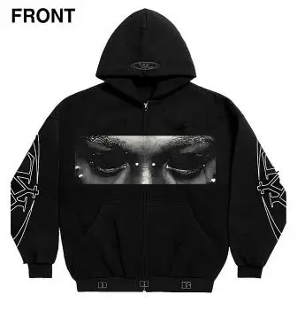 Dark Punk Letter Printed Loose Hoodie 2025 Autumn Harajuku Style Couple Essential Versatile Jacket Pure Cotton Casual Cardigan