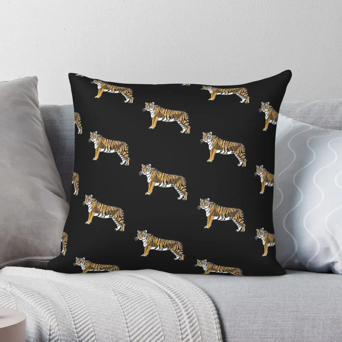 Big Cat Tiger Standing Proud Square Pillowcase Polyester Linen Velvet Creative Zip Decorative Throw Pillow Case Sofa Cover 18