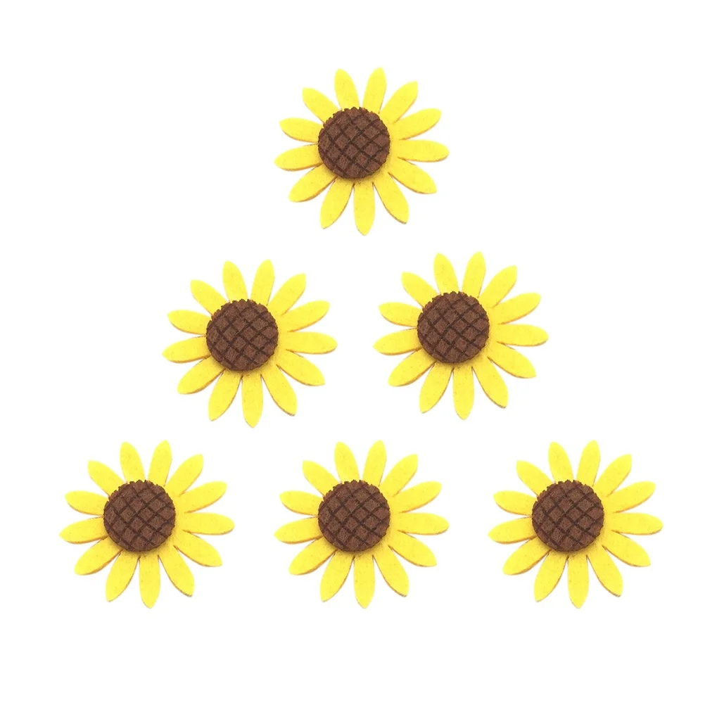 36Pcs Sunflower Corsage Detailed Craft Flower Sticker DIY Fashion Decor for Women Jackets Hats Bags Bright Yellow