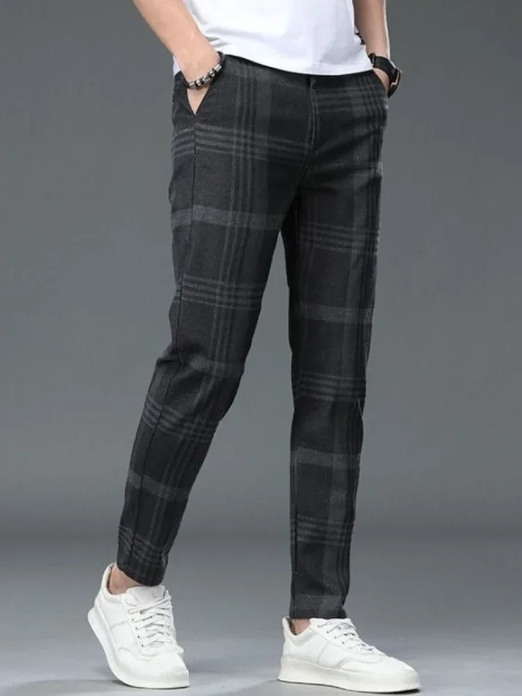 

Straight Male Suit Trousers Cotton and Linen Tressed Men's Summer Pants Slim Fit Korean Style Clothes Thin Casual Slacks Up 2024