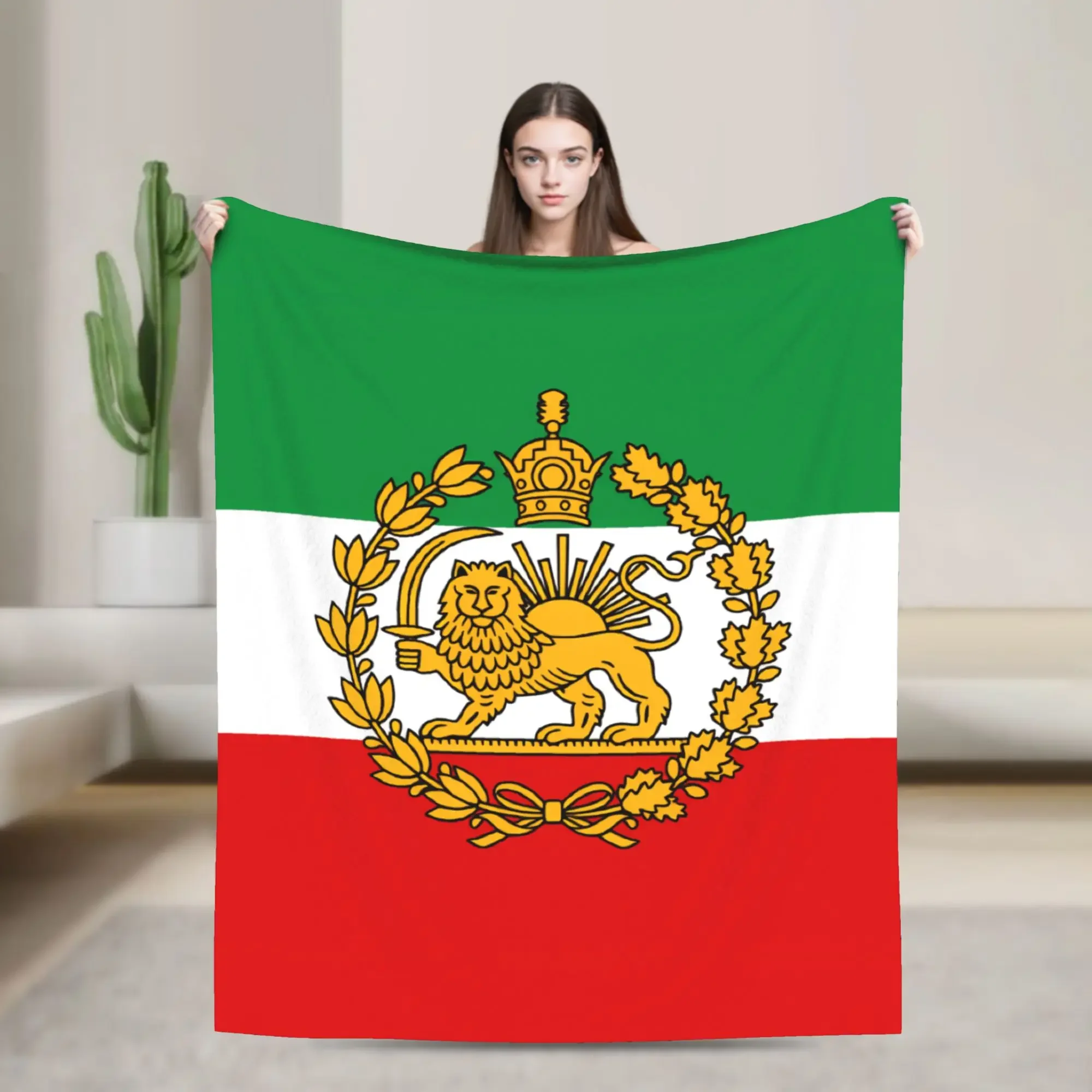 Large Decorative Throw Blanket with Lion Crest Emblem for Home Decor Living Room Couch Throw