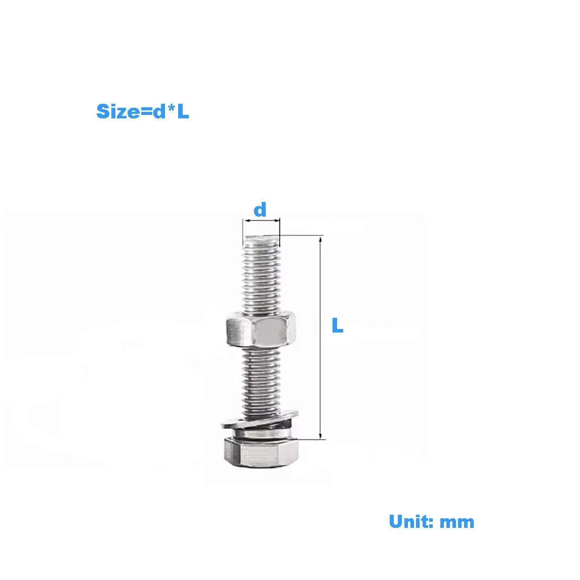 

304 Stainless Steel External Hexagonal Bolts, Screws And Nuts Complete Set / Extended Screw M4M5M6M8M10M12M16