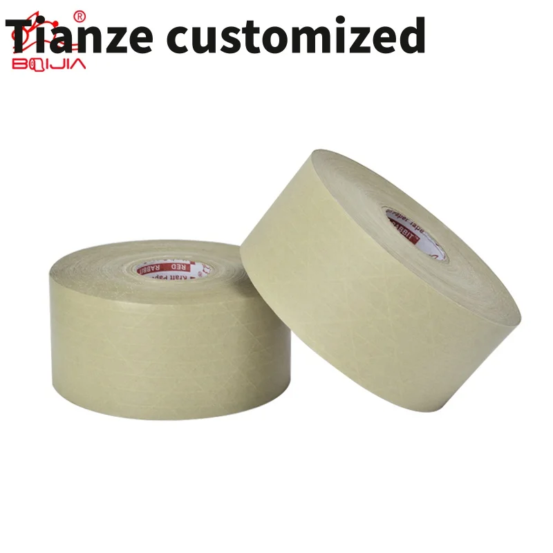 10 pieces.custom.Hot sale cheap environmentally friendly activated brown custom printed reinforced kraft paper tape  roll