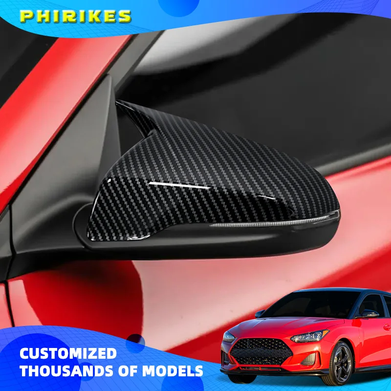 

For Hyundai Veloster 2018 2019 2020 2021 2022 2023 Car Rearview Side Mirror Cover Wing Cap Exterior Door Shell Trim ABS Carbon