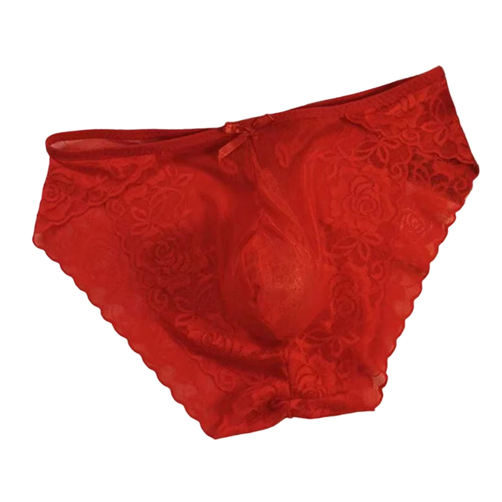 Men Lace High Fork Sissy Briefs Seamless Gay U-pouch Underwear Erotic Lingerie See-Through UltraThin Underwear