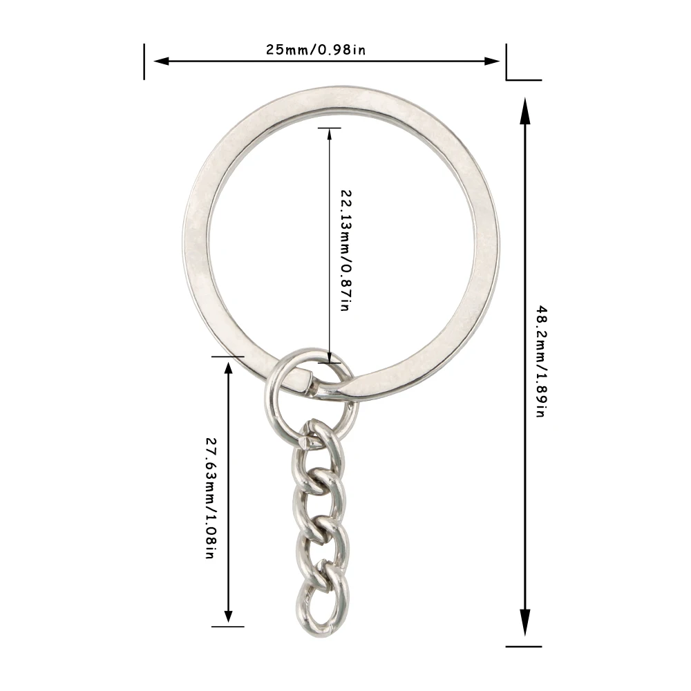 20 قطعة مفتاح سلسلة مفاتيح 25 مللي متر سلك مسطح مستدير حلقة مفتوحة حلقات المفاتيح المعدنية DIY بها بنفسك لعبة مجوهرات قلادة صنع #5