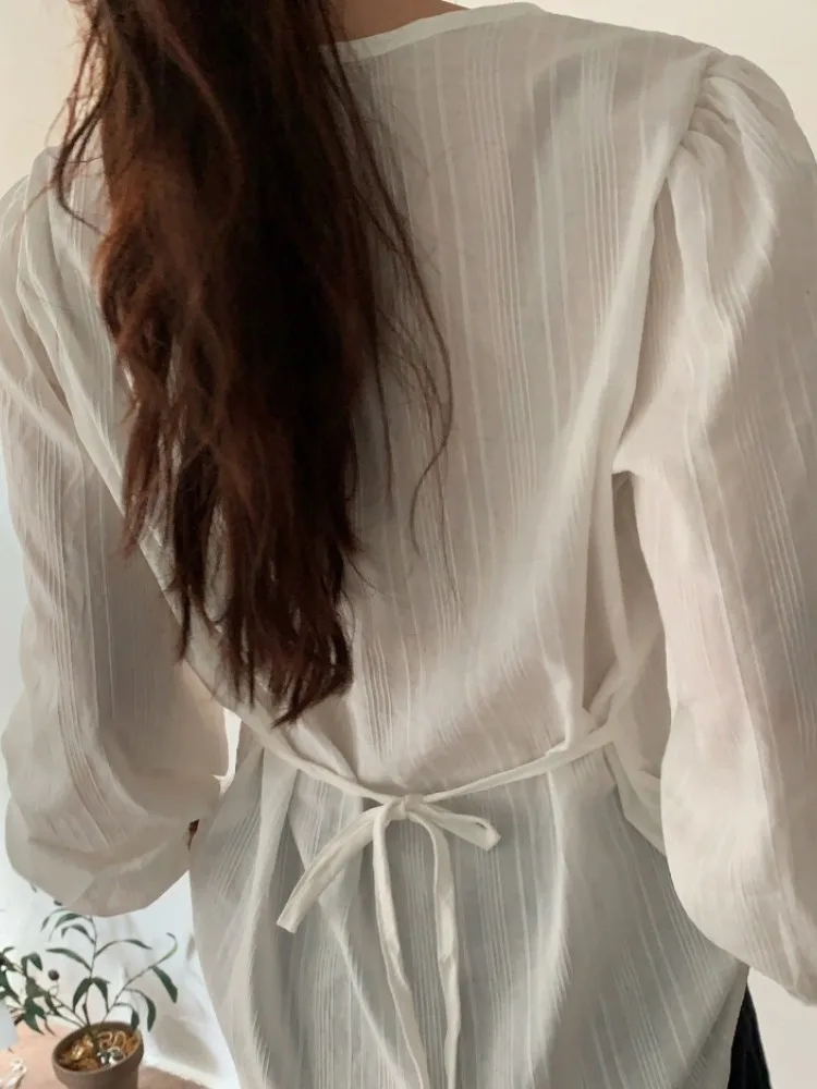 Chic Long Sve Sun Protection irt ell Button Design Beautiful Knot Detailing Spring Autumn Faion Commute Sle Women'...