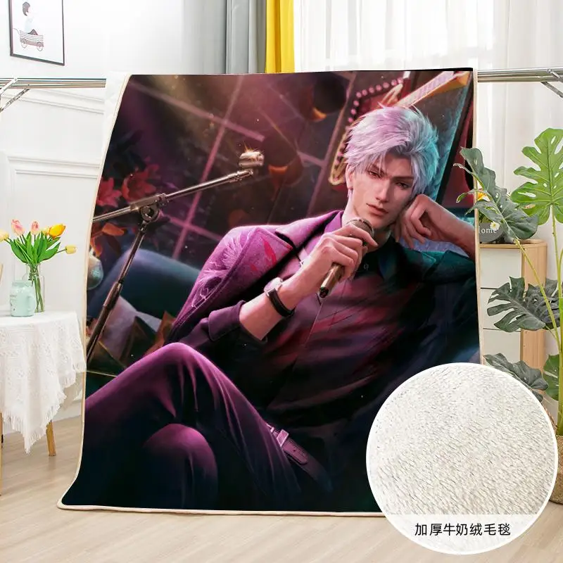 

Anime Love and Deepspace Sylus Zayne Rafayel Xavier Cosplay Extra Heavy Nap Blanket Cartoon Knee Blankets Soogan Rug Xmas Gift