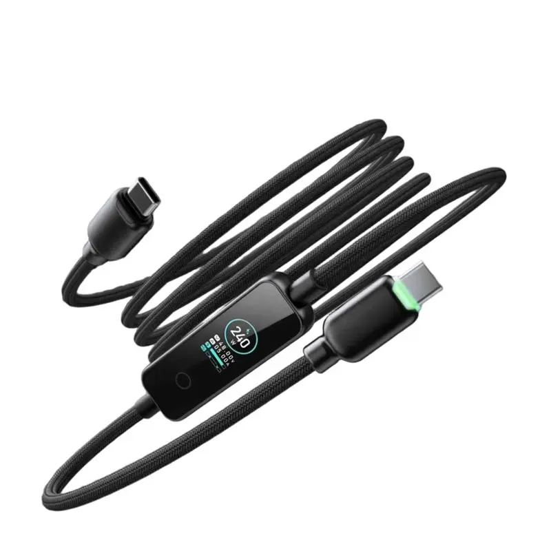 B63B-240W USB C Charging Cable With Dynamic TFT Display Real-Time Power Display Zinc Alloy Cbale For Smartphone