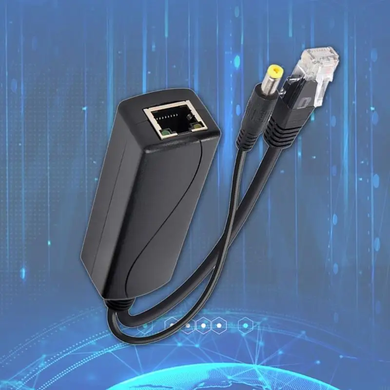 E1pf 15.4W Gigabit Poe Splitter DC5.5x2.1mm อะแดปเตอร์พลังงานสำหรับการกระจายพลังงานที่มีประสิทธิภาพในอุปกรณ์เครือข่ายสำนักงาน