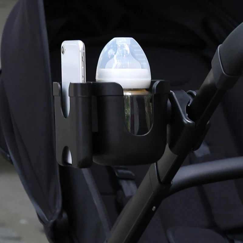 Estante de almacenamiento para carrito de bebé, soporte para botella y taza, accesorios para teléfono móvil, ajuste de rotación de 360 °, hervidor de agua