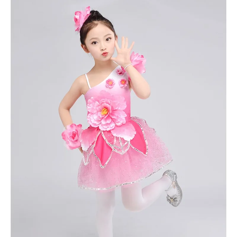 

Children's performance costumes, dance costumes, female peach blossoms, blooming 61 princess dresses, performance costumes